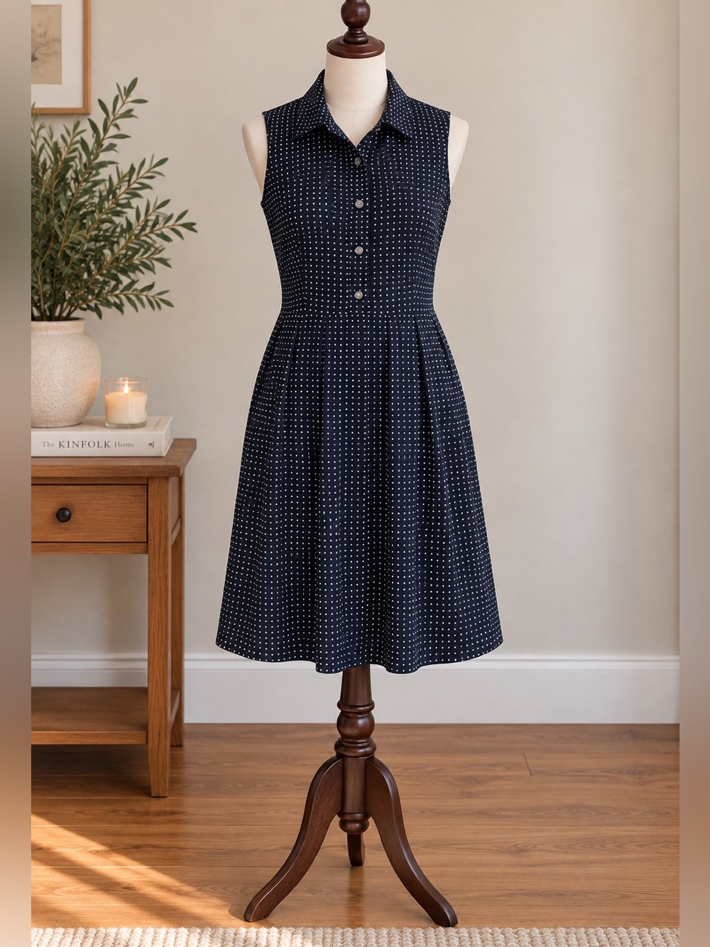 Tommy Hilfiger Polka Dot Shirt Dress XS Fit & Flare Preppy Old Money Mod